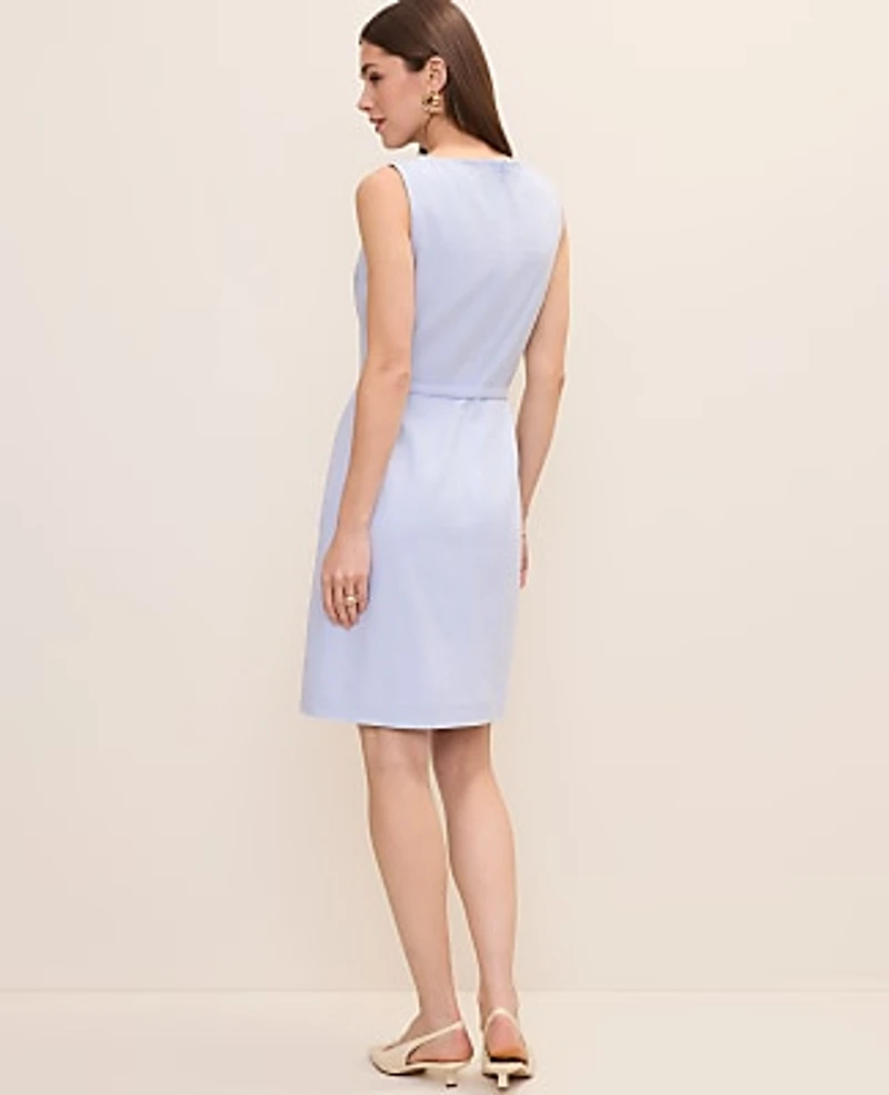 Ann Taylor The Belted Shift Dress Linen Blend Crystal Lavender Women's