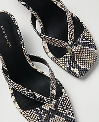 Ann Taylor Snake Print Kitten Heel Sandal Black Women's