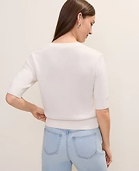 Ann Taylor Floral Appliqué Sweater T-Shirt Women's