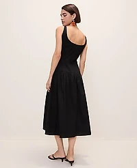 Ann Taylor Drop Waist Flare Midi Dress Black Women's