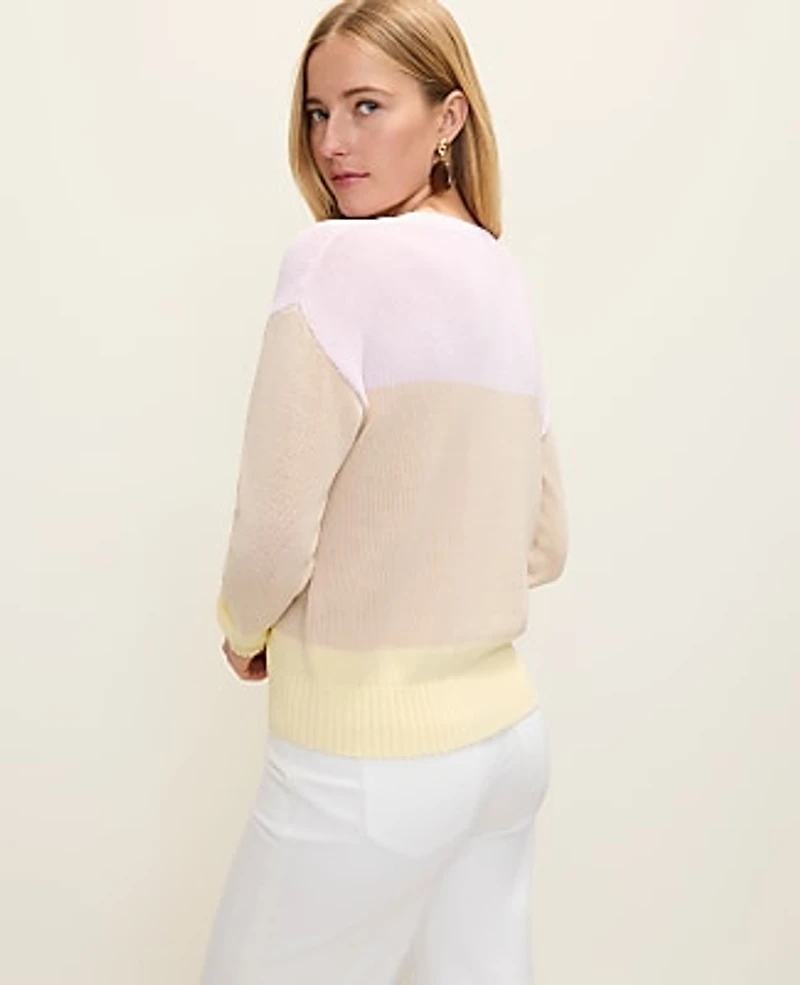 Ann Taylor Colorblock Crew Neck Sweater Women's