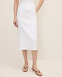 Ann Taylor The Column Midi Skirt in Linen Blend Size 2 White Women's