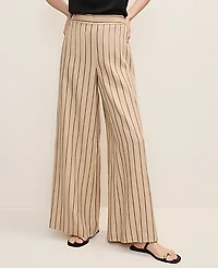 Ann Taylor The Petite Striped Statement Palazzo Pant Size 16 Warm Burlap Women's
