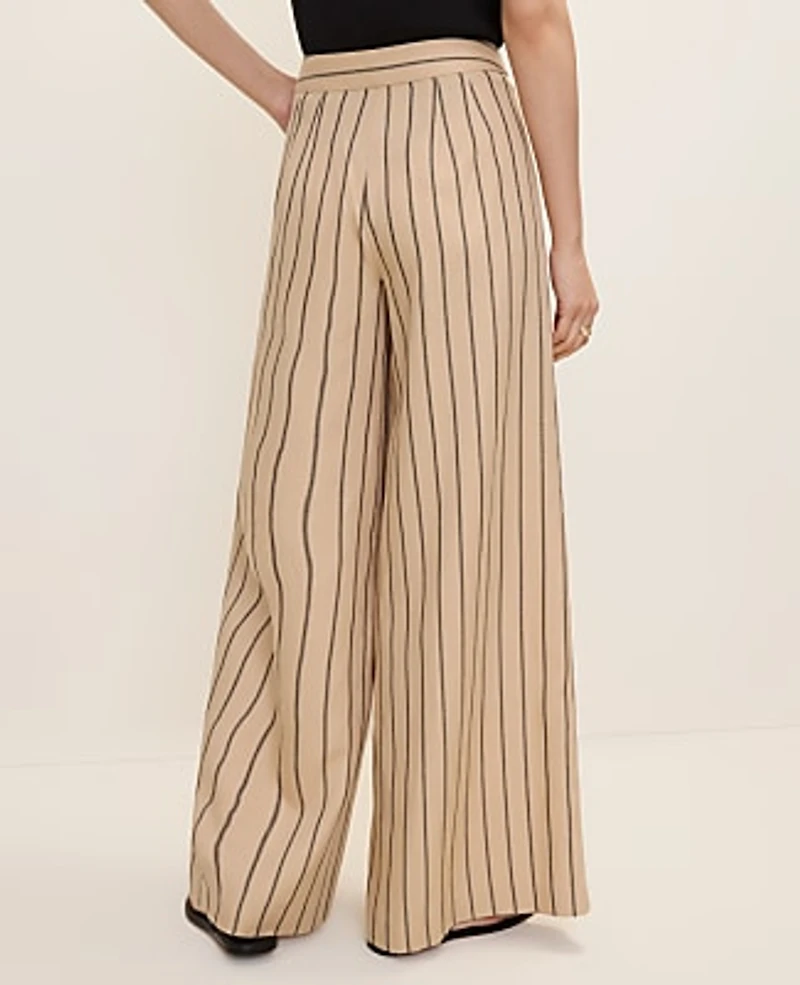 Ann Taylor The Petite Striped Statement Palazzo Pant Size 16 Warm Burlap Women's