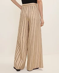 Ann Taylor The Petite Striped Statement Palazzo Pant Size 16 Warm Burlap Women's