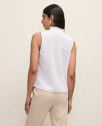 Ann Taylor Ruffle Collar Lace Sleeveless Shirt Women's
