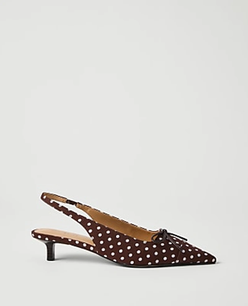 Ann Taylor Polka Dot Kitten Heel Pump Pure Chocolate Women's
