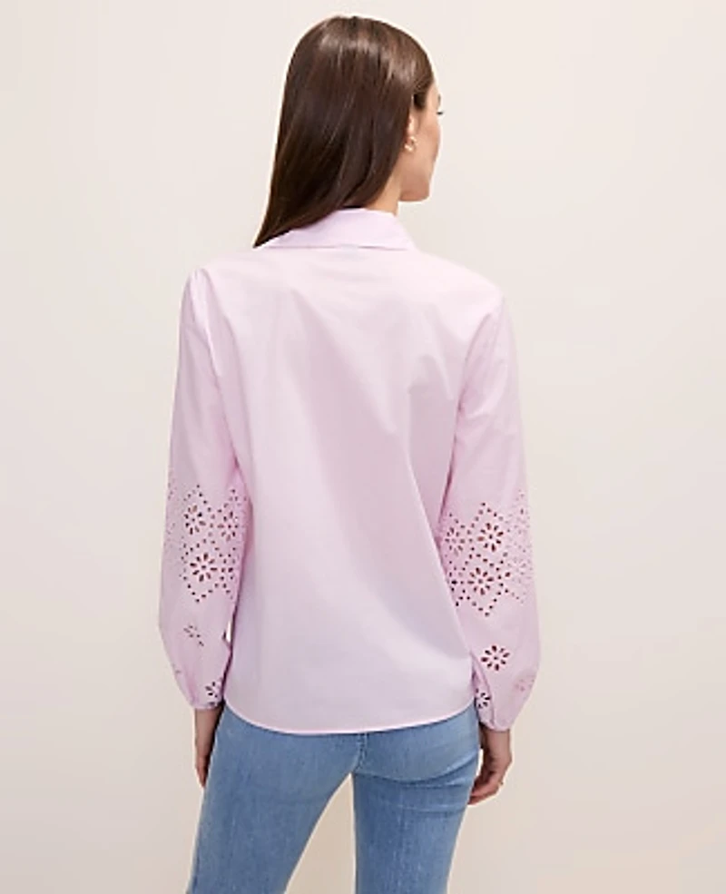 Ann Taylor Eyelet Button Down Shirt Women's