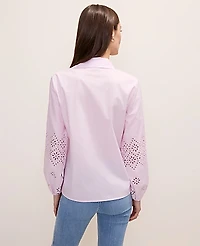 Ann Taylor Eyelet Button Down Shirt Women's