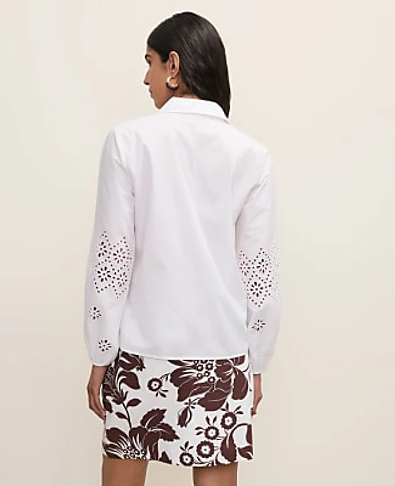 Ann Taylor Eyelet Button Down Shirt Women's