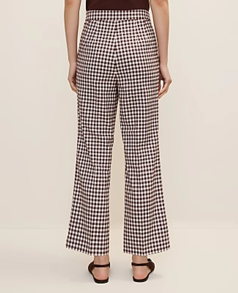 Ann Taylor The Gingham Side Zip Flare Pant — Curvy Fit Brown/White Check Women's