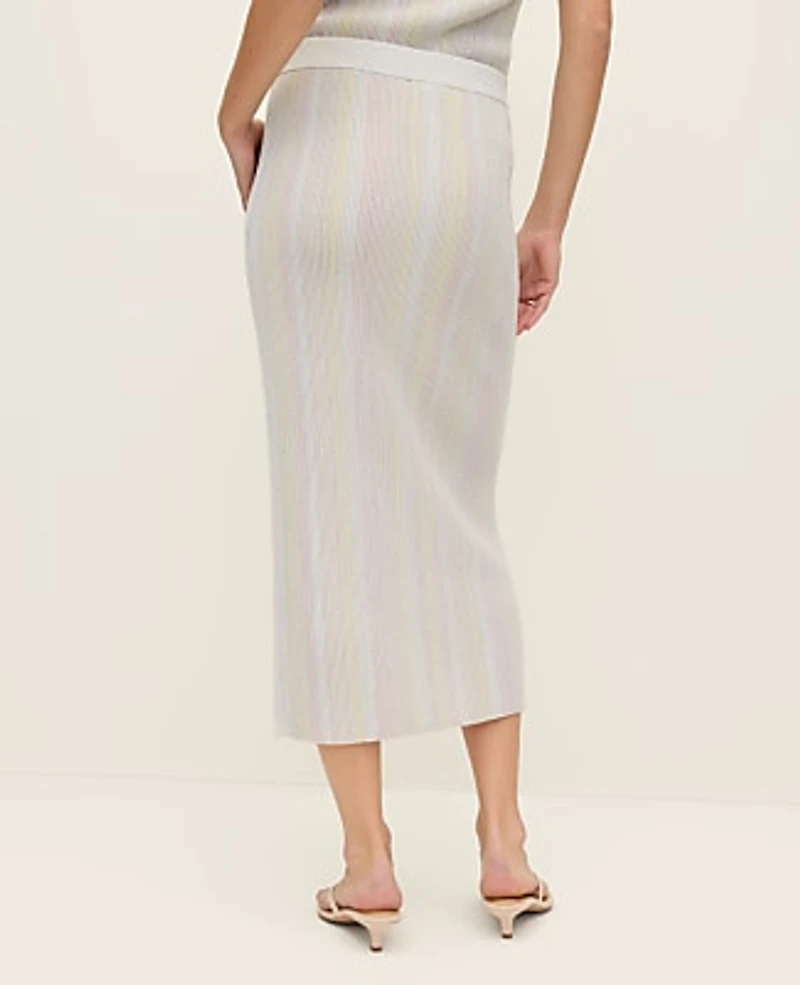 Ann Taylor Striped Metallic Midi Sweater Skirt Rose Veil Women's