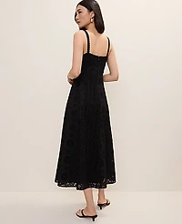 Ann Taylor Petite Studio Eyelet Midi Dress Size 12 Black Women's