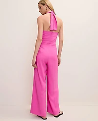 Ann Taylor Petite Belted Halter Jumpsuit Rhododendron Women's