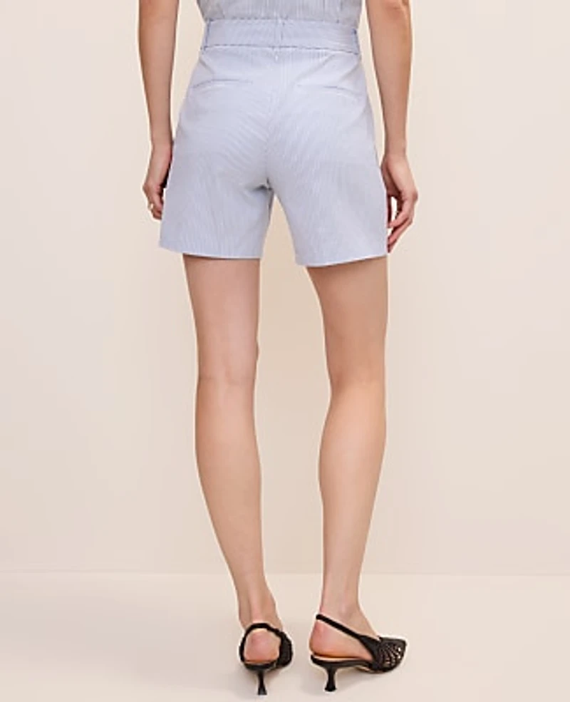 Ann Taylor The Petite Mid Short Seersucker Ocean Oasis Stripe Women's