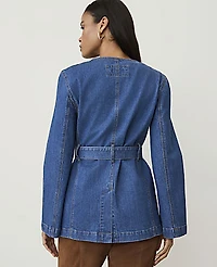 Ann Taylor Petite Belted Denim Jacket Addell Wash Women's