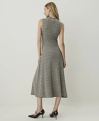 Ann Taylor Plaid Mock Neck Sweater Dress French Mocha Women's