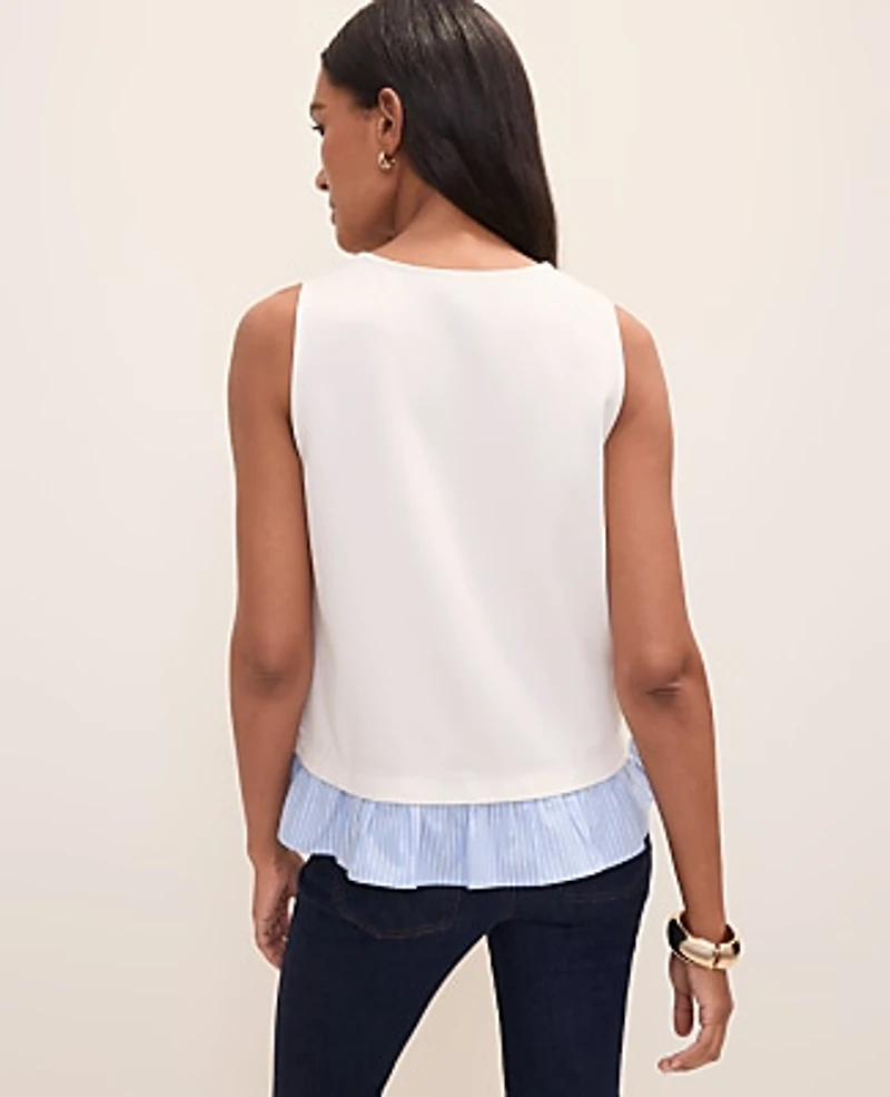 Ann Taylor Petite Weekend Layered Tank Top Winter White Women's