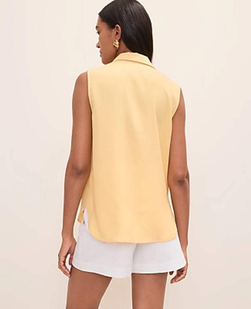 Ann Taylor Sleeveless Collar Shirt Tropical Papaya Women's