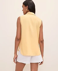 Ann Taylor Sleeveless Collar Shirt Tropical Papaya Women's