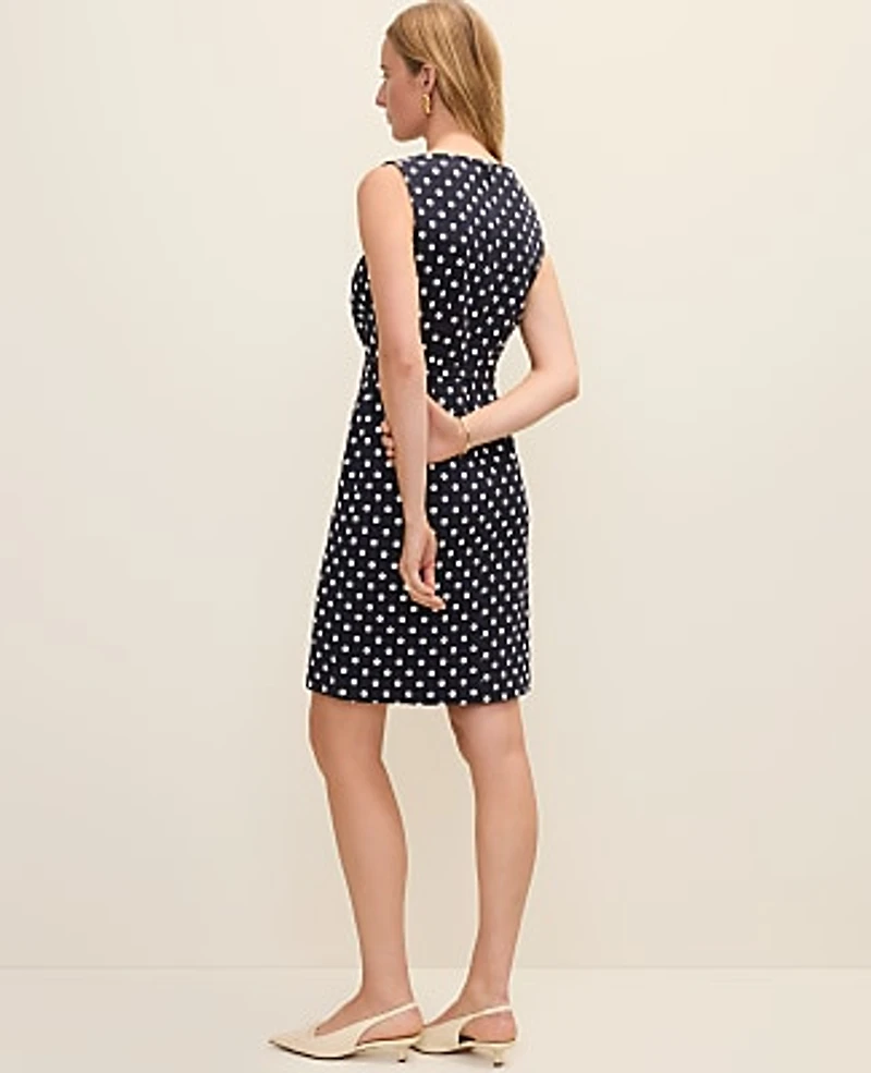 Ann Taylor The Belted Shift Dress Polka Dot Night Sky Women's