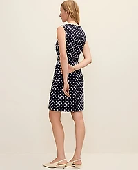 Ann Taylor The Belted Shift Dress Polka Dot Night Sky Women's