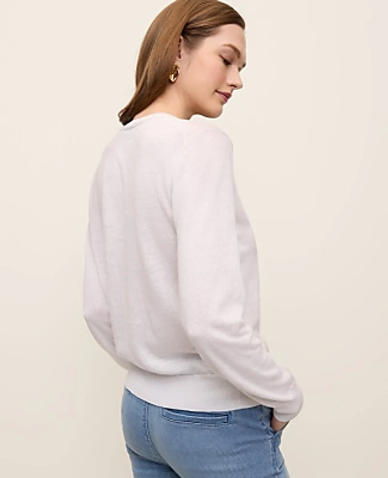Ann Taylor Petite Cardigan Linen Blend White Women's