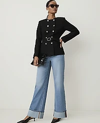 Ann Taylor Belted Jacket Tweed Black Women's
