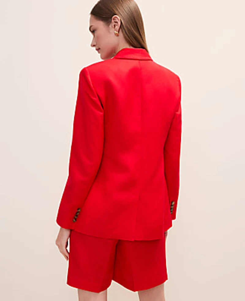 Ann Taylor The Crosby Blazer Linen Blend Bright Cherry Women's