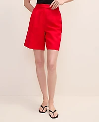 Ann Taylor The Bermuda Short Linen Blend Bright Cherry Women's