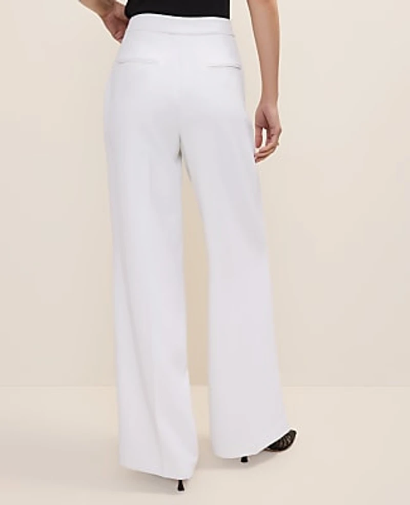 Ann Taylor The Side Zip Wide-Leg Pant Fluid Crepe White Women's