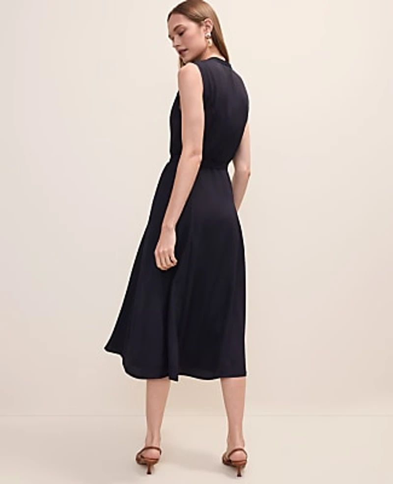 Ann Taylor Belted Flare Dress Night Sky Women's