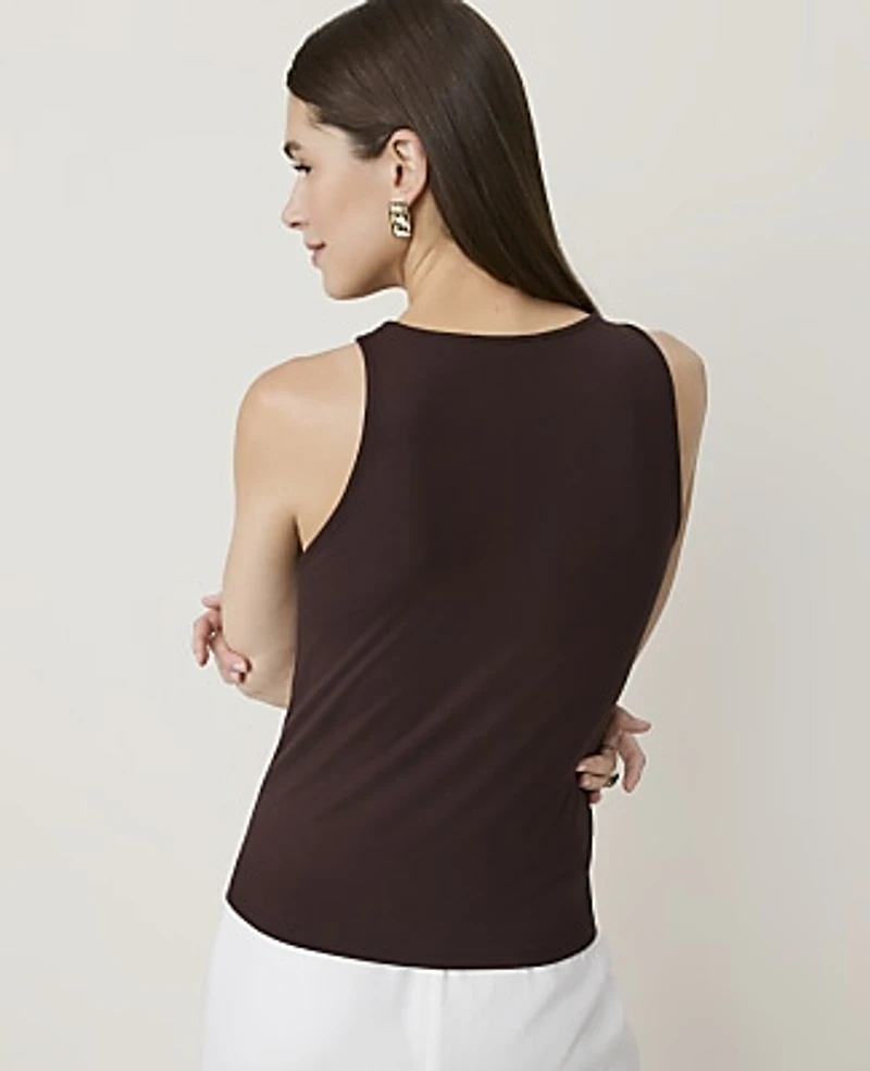 Ann Taylor Petite Hardware Embellished Tank Top French Mocha Women's