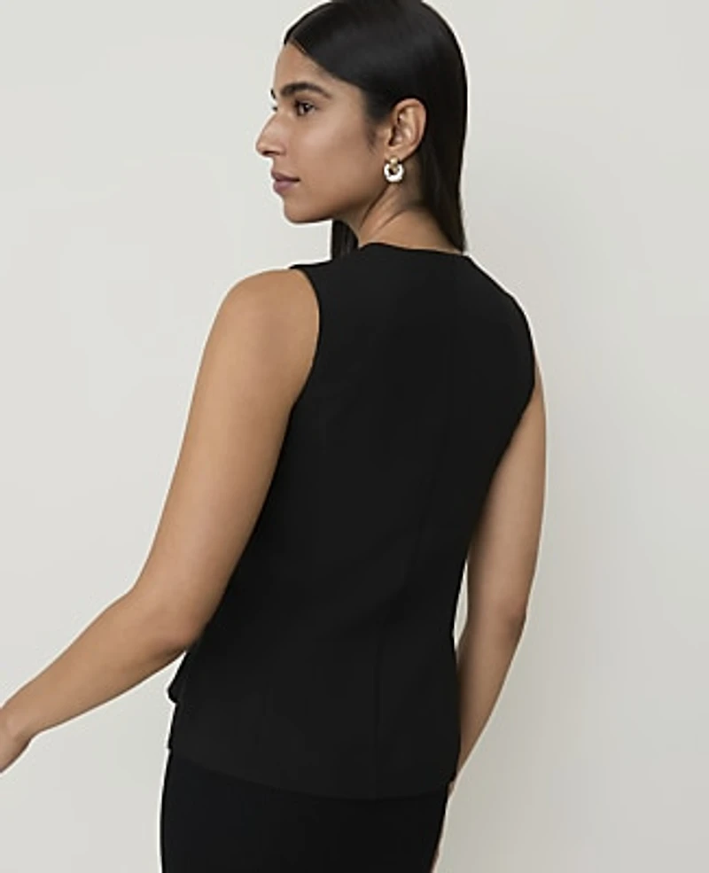 Ann Taylor Crew Neck Peplum Vest Black Women's