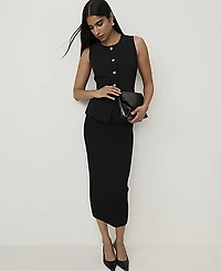 Ann Taylor Crew Neck Peplum Vest Black Women's
