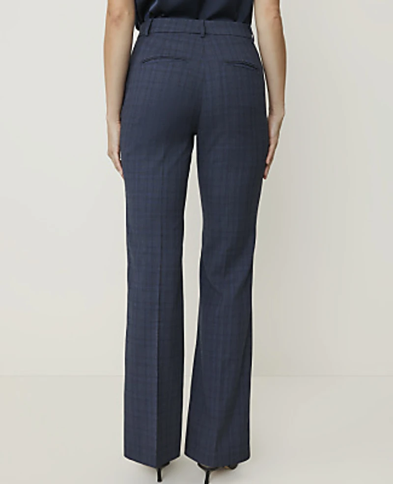 Ann Taylor The Plaid High Rise Trouser Blue Combo Fancy Check Women's
