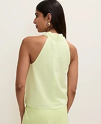 Ann Taylor Twist Halter Top Linen Blend Lime Slice Women's