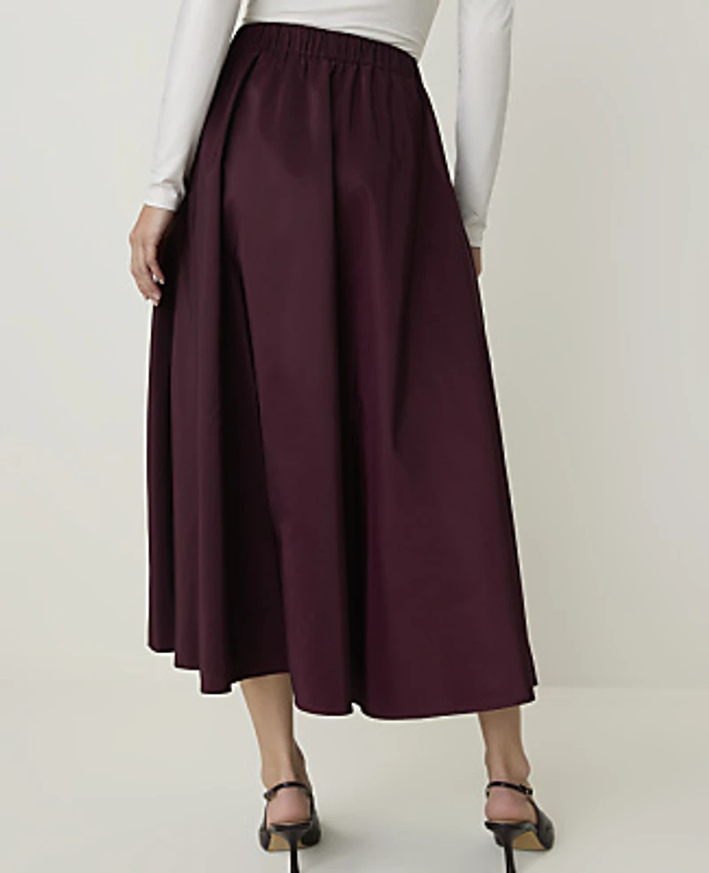 Ann Taylor The Full Midi Skirt Taffeta Purest Plum Women's