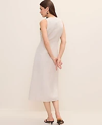 Ann Taylor Button Midi Dress Linen Blend Natural Flax Women's
