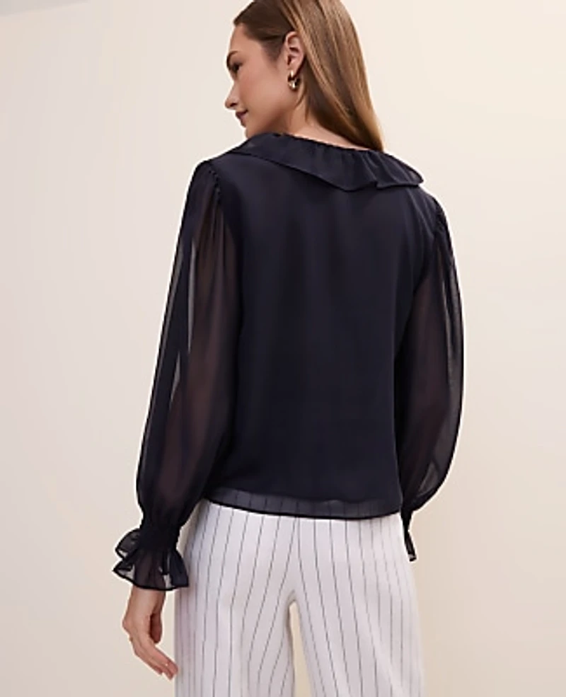 Ann Taylor Ruffle Trim Blouse Women's
