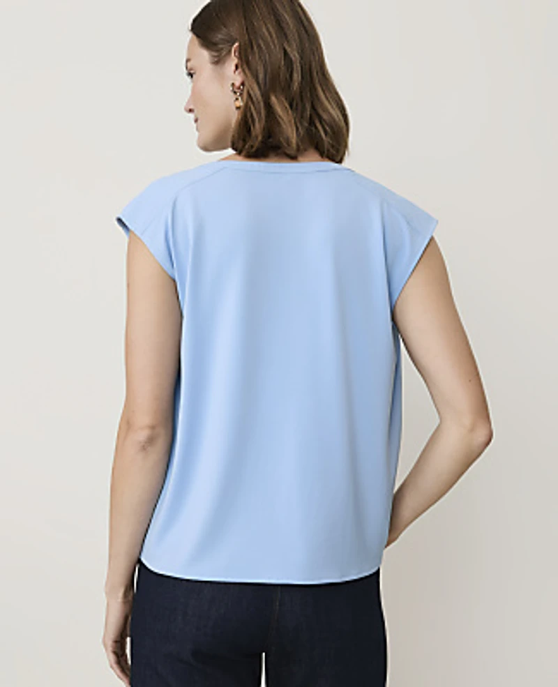 Ann Taylor Mixed Media Keyhole Sleeveless Top Women's