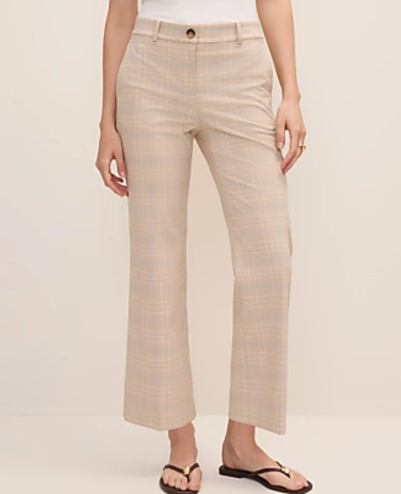 Ann Taylor The Jayne Crop Trouser Plaid Mixed Level Neutral Women's