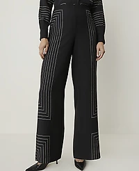 Ann Taylor The Geo Print Side Zip Pant Black Women's