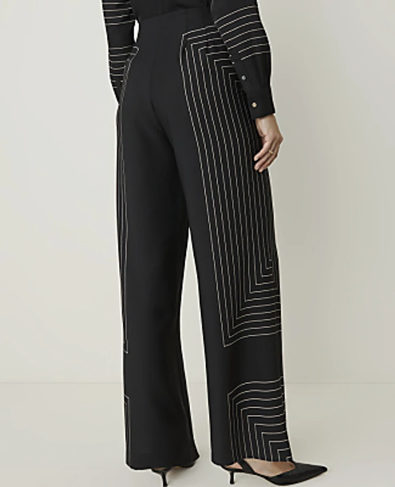 Ann Taylor The Geo Print Side Zip Pant Black Women's