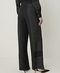 Ann Taylor The Geo Print Side Zip Pant Black Women's