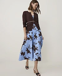 Ann Taylor Floral Corset Midi Dress Cheerful Blue Women's
