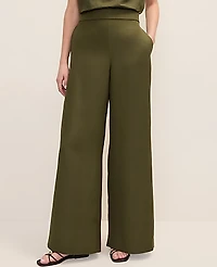 Ann Taylor The Easy Wide-Leg Pant Linen Blend Winding Ivy Women's