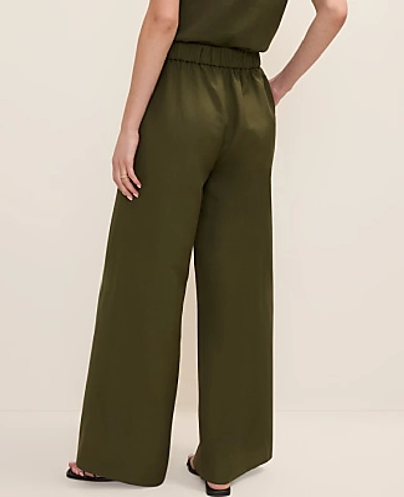 Ann Taylor The Easy Wide-Leg Pant Linen Blend Winding Ivy Women's