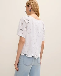 Ann Taylor Weekend Eyelet Scalloped Top White Women's