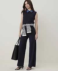 Ann Taylor Petite Weekend Denim Collar Sweater Vest Night Sky Women's